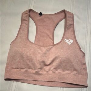 Women’s Pink Racerback Sports Bra with Moisture-Wicking Fabric as L